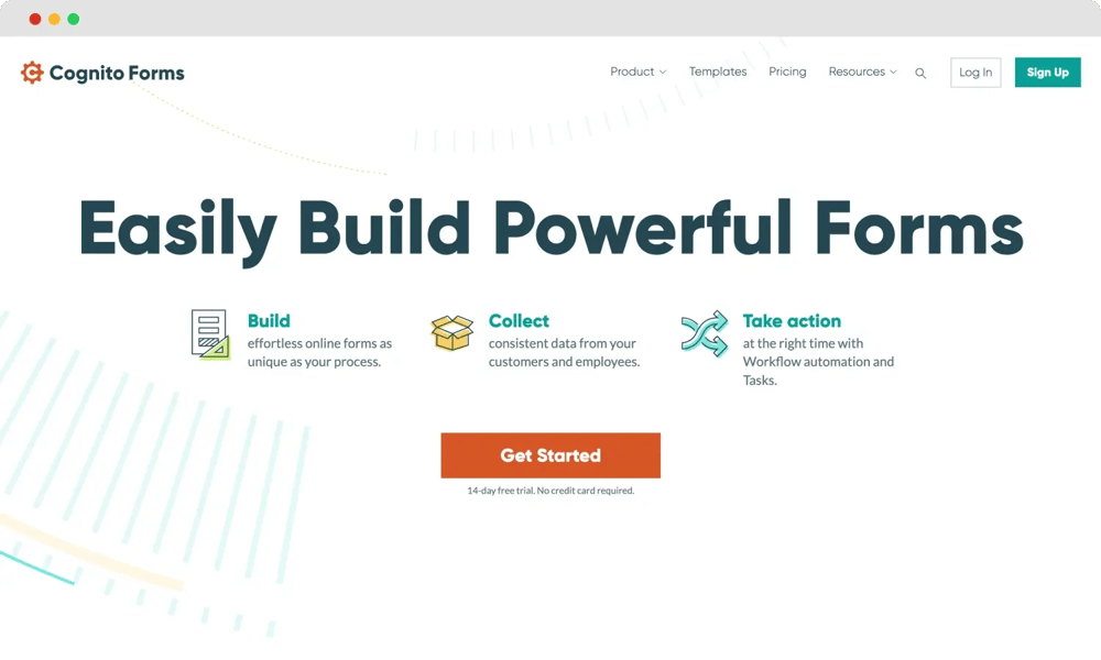 Cognito Forms'un ana sayfası