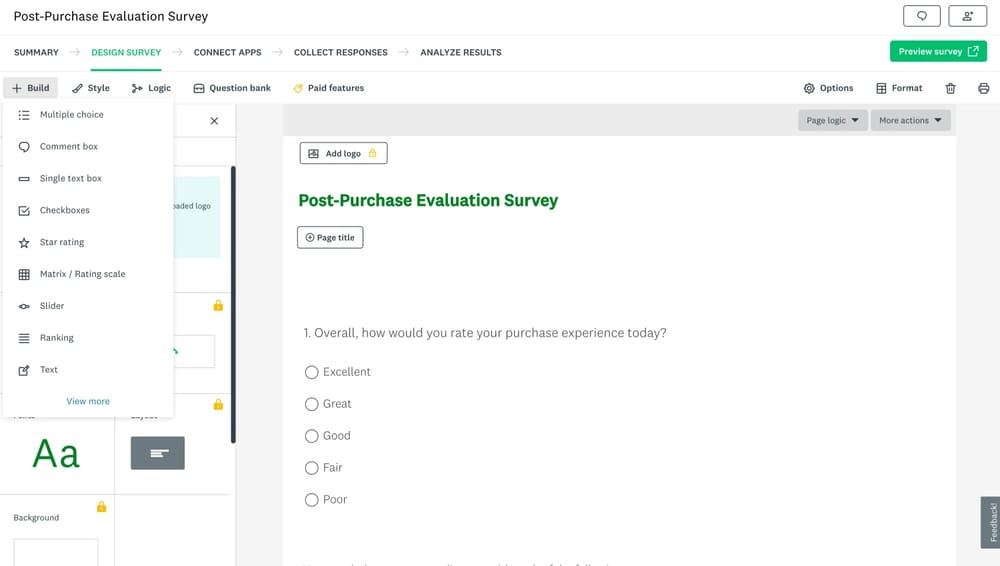 Workspace of SurveyMonkey