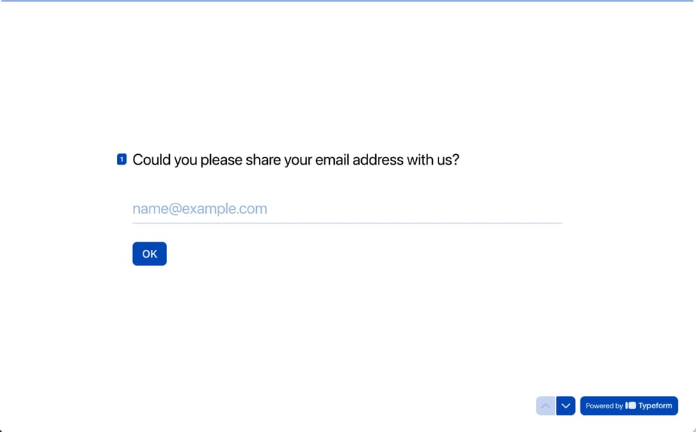 Ein Beispiel für das Typeform-Feld „E-Mail“
