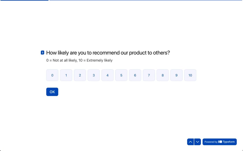 Ein Beispiel für das Typeform-Feld „Meinungsskala“
