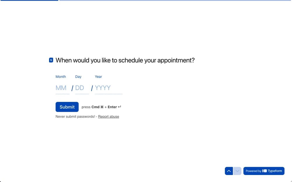 Ein Beispiel für das Typeform-Feld „Datum“