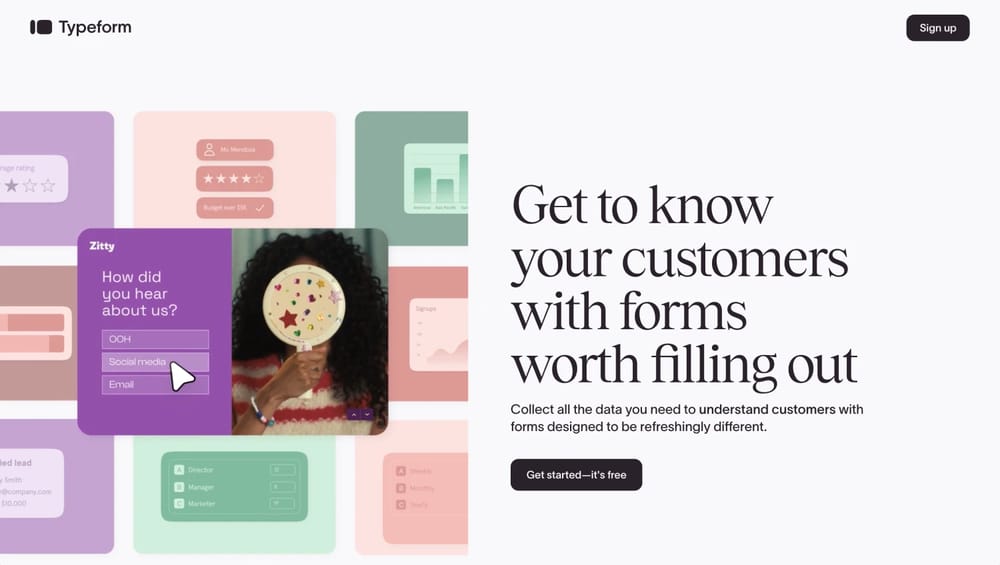 Homepage of Typeform