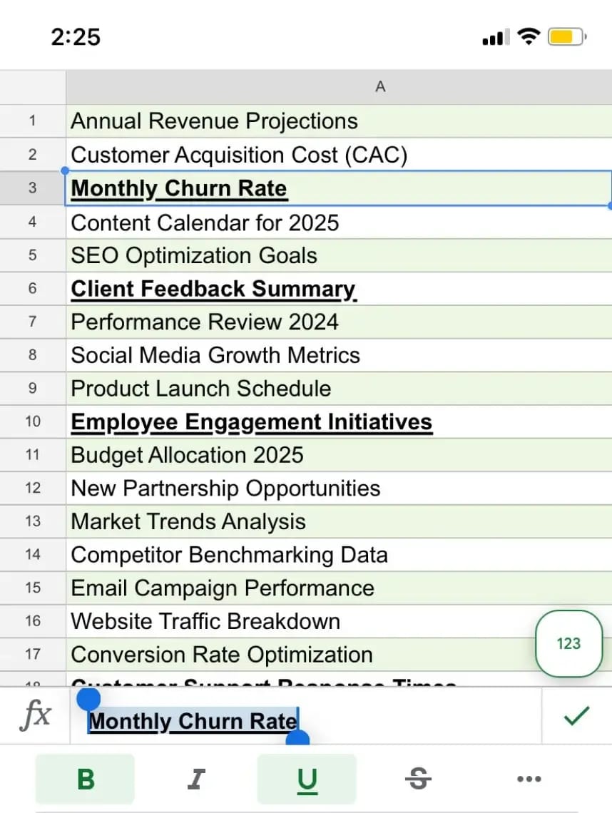 Subrayar texto en dispositivos móviles