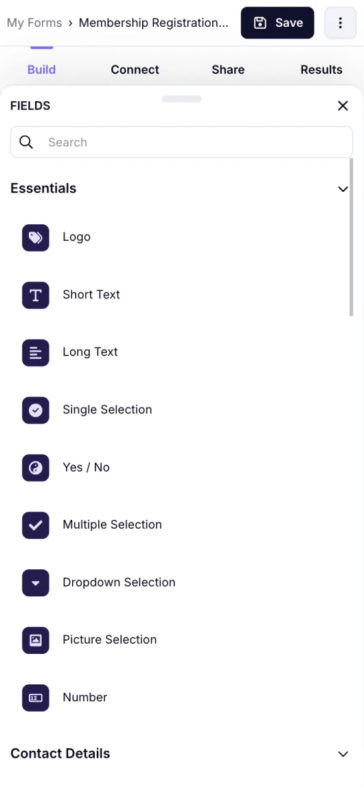 An image showing how to select and edit form fields from the mobile version