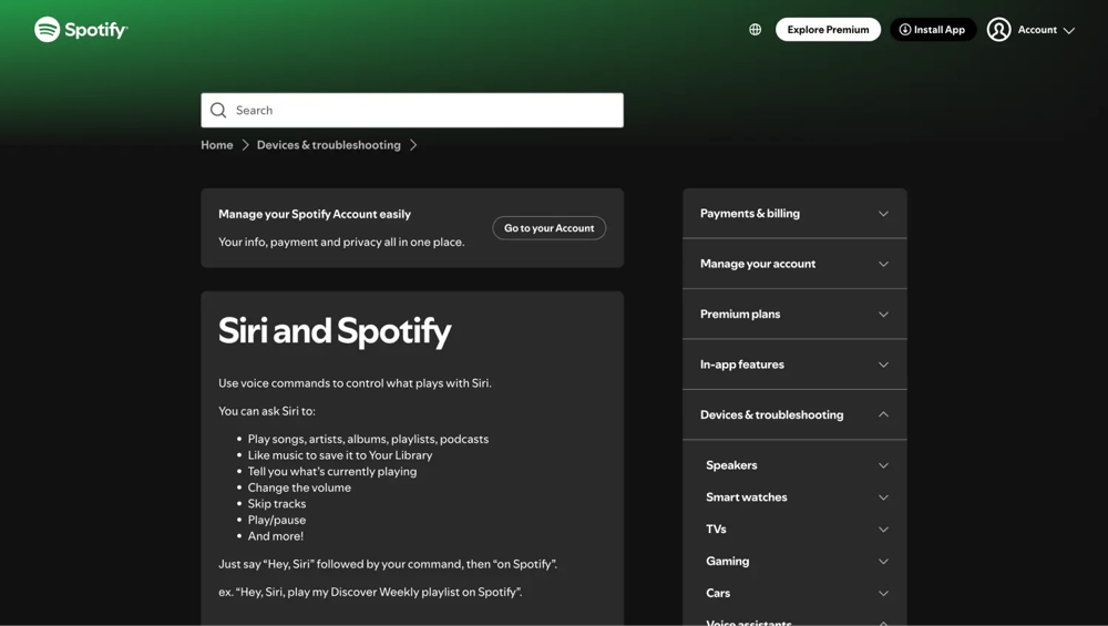 Beispiel von Siri (Quelle: Spotify)