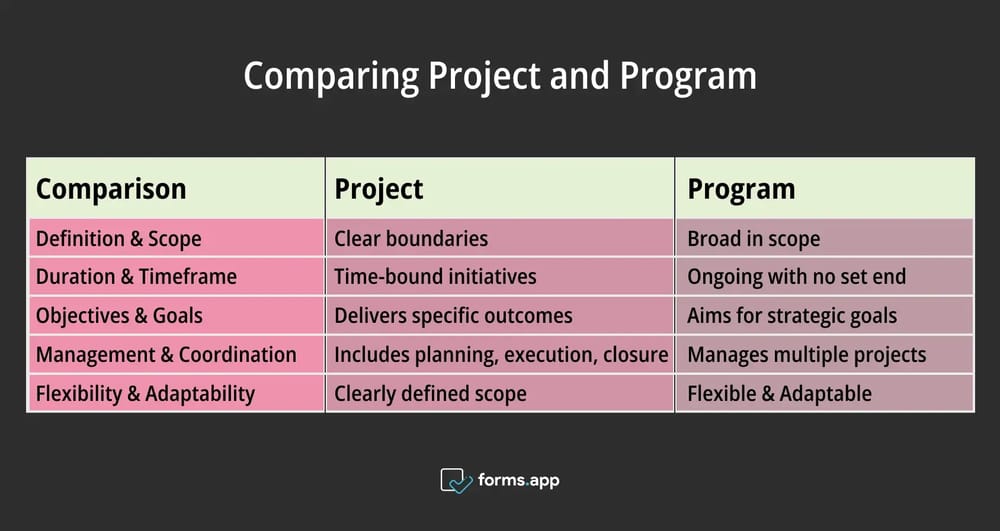 Comparação entre projeto e programa