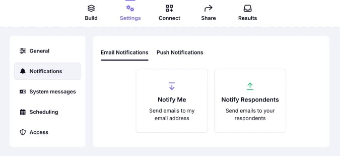 An image showing the Notification settings