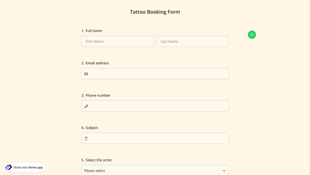 An image showing the “WhatsApp” icon that will appear in your form once you set up the integration
