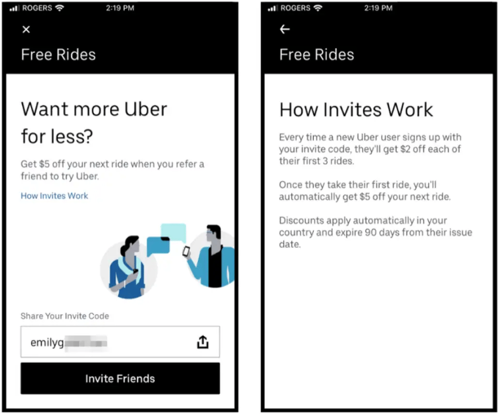 WOM marketing example of Uber (Source: beans ghost)