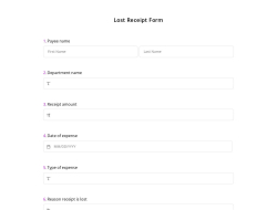 Lost Receipt Form Template