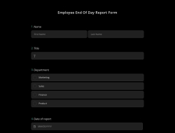 Employee End Of Day Report Form Template