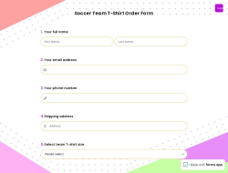 Soccer Team T-Shirt Order Form