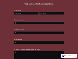 Club Membership Registration Form