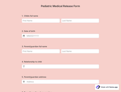 Pediatric Medical Release Form