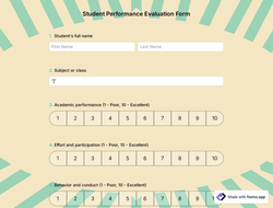 Student Performance Evaluation Form