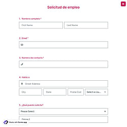 Plantilla de Formulario de Solicitud de Empleo