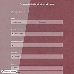 Modelo de Formulário de Inscrição para Estágio