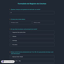 Modelo de Formulário de Registro de Creche