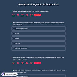 Modelo de Pesquisa de Integração de Funcionários