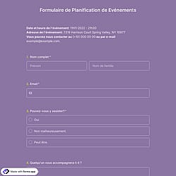 Modèle de Formulaire de Planification D'événement
