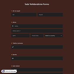 İade Yetkilendirme Formu Şablonu