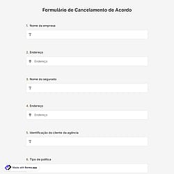 Formulário de Cancelamento de Acordo