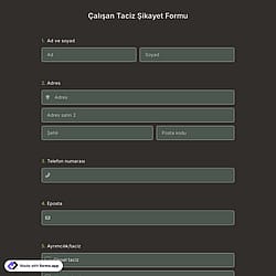 Çalışan Taciz Şikayet Formu Şablonu