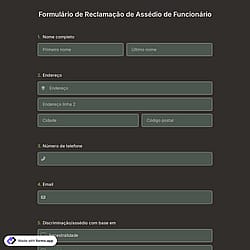 Formulário de Reclamação de Assédio de Funcionário