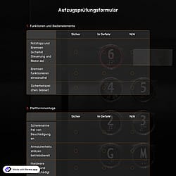 Aufzugsprüfungsformular