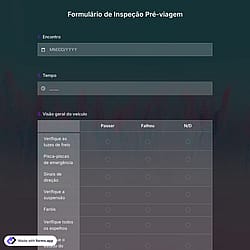 Formulário de Inspeção Pré-Viagem
