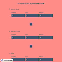 Formulário de Orçamento Familiar