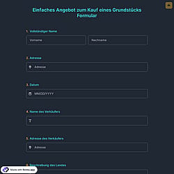 Einfaches Angebot zum Kauf eines Grundstücks Formular