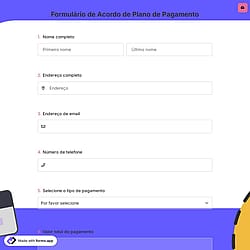 Formulário de Acordo de Plano de Pagamento Online