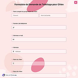 Formulaire de Demande de Toilettage pour Chien
