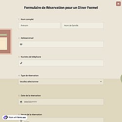 Formulaire de Réservation pour un Dîner Formel