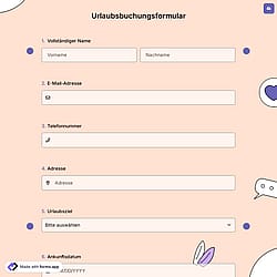 Urlaubsbuchungsformular