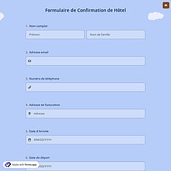 Formulaire de Confirmation de Hôtel