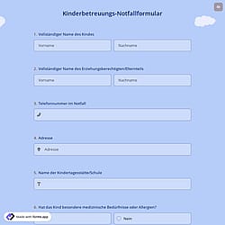 Kinderbetreuungs-Notfallformular