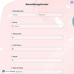 Reiseerklärungsformular