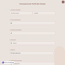 Formulario de Perfil del Cliente