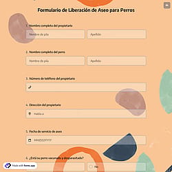 Formulario de Liberación de Aseo para Perros