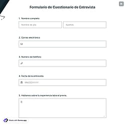 Formulario de Cuestionario de Entrevista