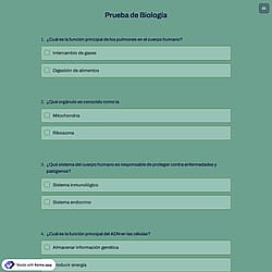 Prueba de Biología