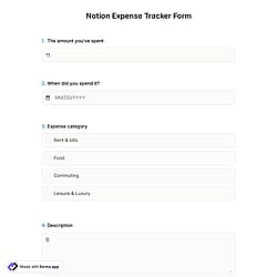 Notion Expense Tracker Form