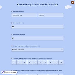 Cuestionario para Asistente de Enseñanza