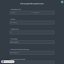 Fahrzeugerklärungsformular