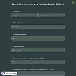 Formulaire de Demande de Copie de Dossier Médical
