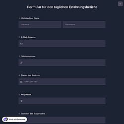 Formular für den täglichen Erfahrungsbericht