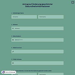 Antrag auf Änderung geschützter Gesundheitsinformationen