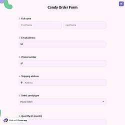 Online Candy Order Form
